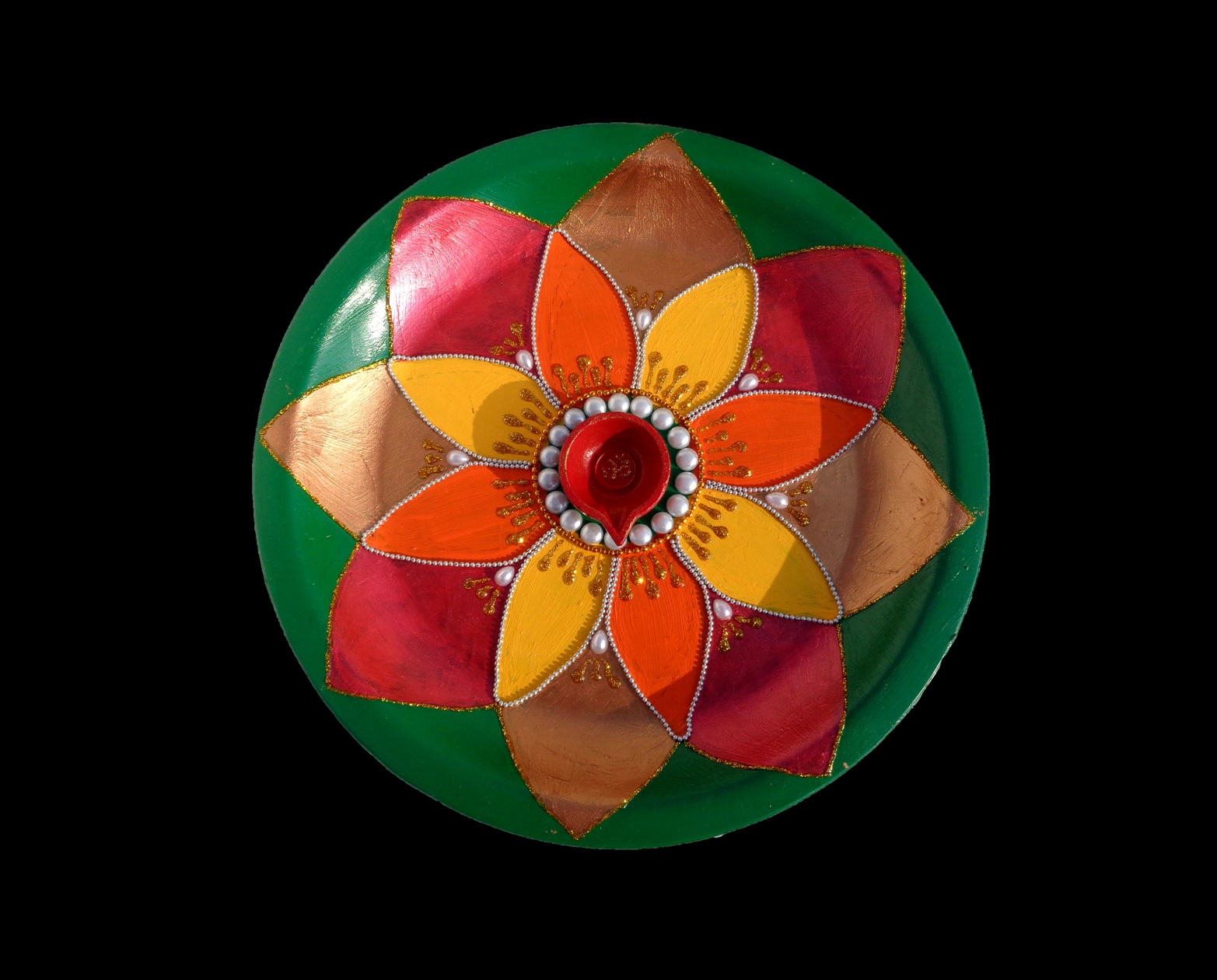 Poojja Thali Decoration Using Acrylic Colors