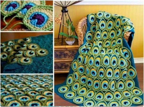 How to Make a Crocheted Peacock Feather Blanket
