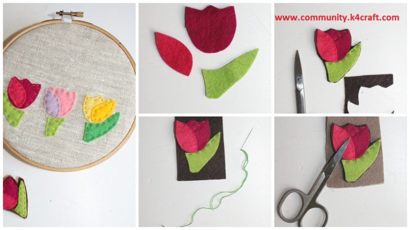 How to Make Brooch And Applique Felt “Tulip”