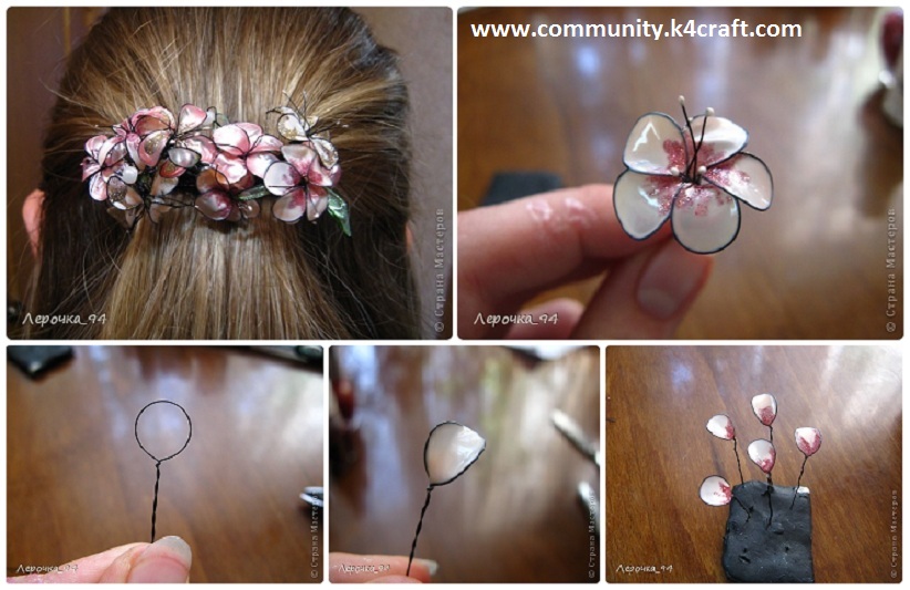 How to Make Wire Nail Polish Flowers Hair Clip