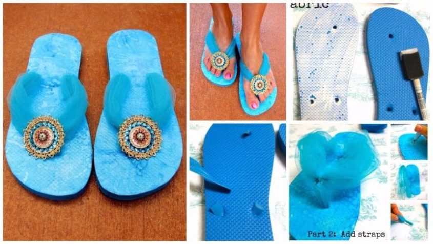 How to Transform your Flip Flops with Mod Podge and Jewelry – Step By Step