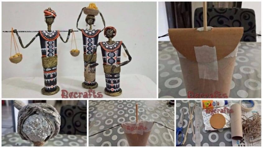 How to Make a Tribal Family from Toilet Paper Roll and Newspaper
