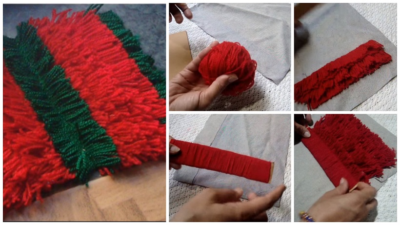 How to make Woolen Door Mat / Rug Without Plastic Canvas
