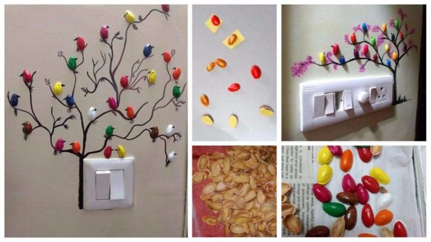 How to make pista shell bird for wall decoration