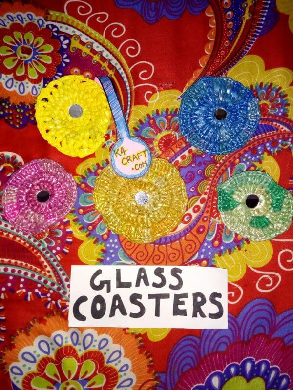 Recycled flowers, glass coasters, table coasters K4 Craft Community