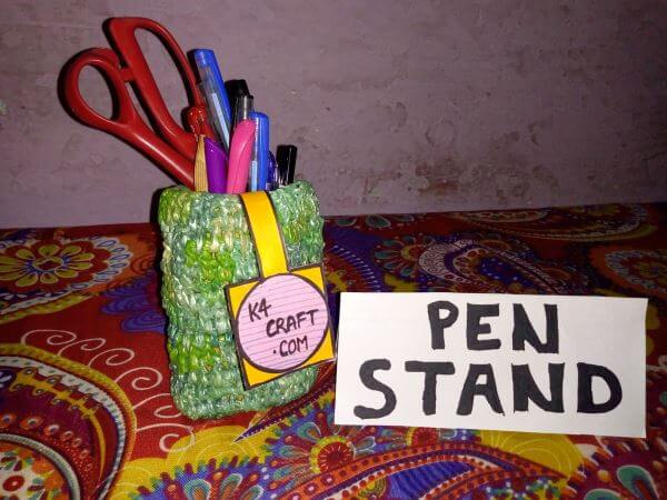 Recycled pen stand and hand bag