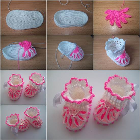Crochet Ideas : Baby Booties step by step tutorial Creative DIY Crochet Patterns For Beginners