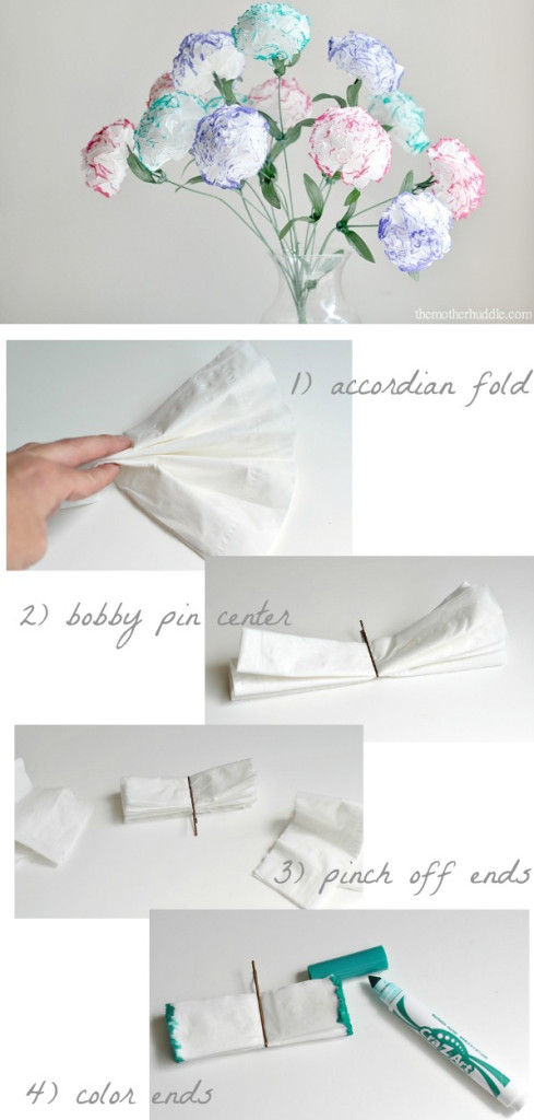 DIY Tissue (Kleenex) Flowers - Mother's Day Mother's Day Crafts Ideas That She'll Treasure