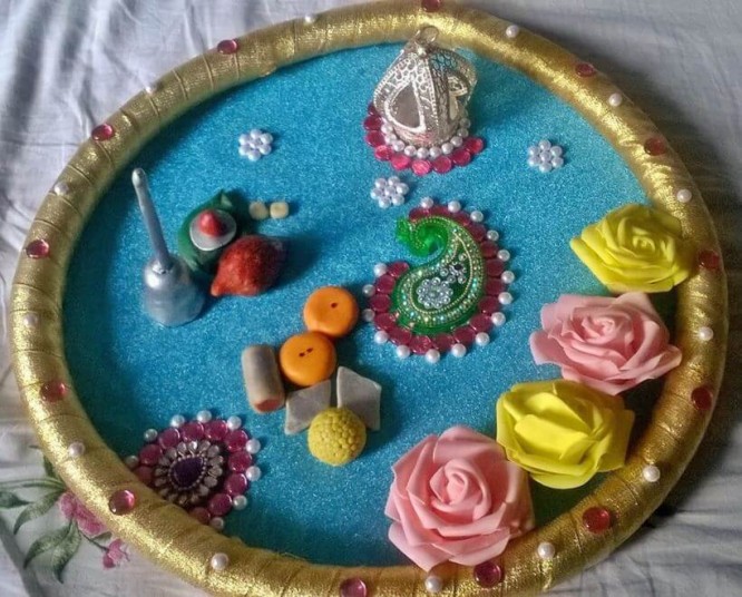DIY craft Navratri pooja thali decoration Thali Decoration Ideas During Navratri