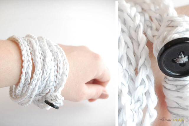 White Crocheted Bracelet with Black Button Wonderful Crochet Ideas for this Winter