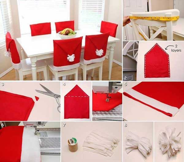 Santa Hat Chair Covers Easy and Affordable Christmas Decorations Ideas