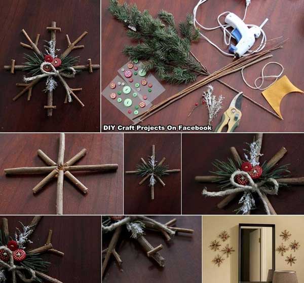 rustic-snowflake-tutorial Easy and Affordable Christmas Decorations Ideas