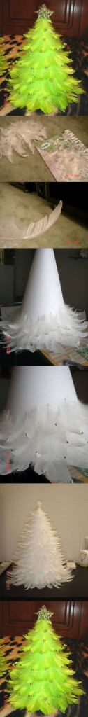 diy-christmas-tree-out-of-feathers Make Beautiful Christmas Tree using Feathers