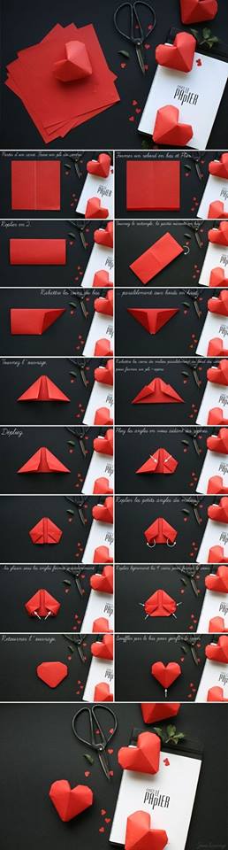 DIY Origami Paper 3D Heart Tutorial DIY Easy Origami Paper Craft Tutorials (Step by Step)
