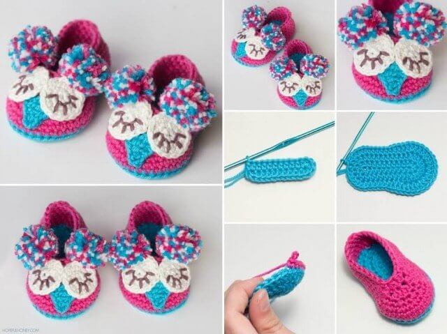 DIY Crochet Owl Slippers Shoes for baby Learn to Make Donut Phone Holder