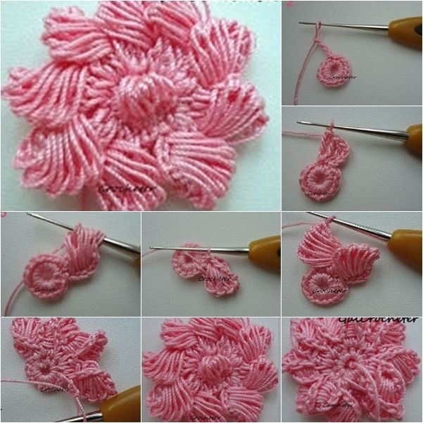 crochet-pattern-flower-k4craft DIY Easy Crochet Flower Learn to Make Donut Phone Holder
