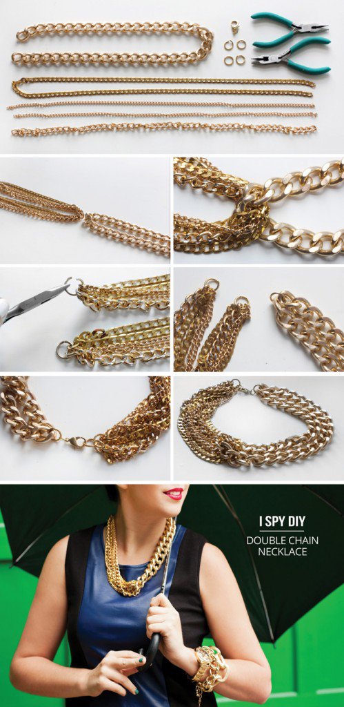 diy-double-chain-necklace-jewelry-tutorial Step by Step Tutorials for Handmade Necklaces