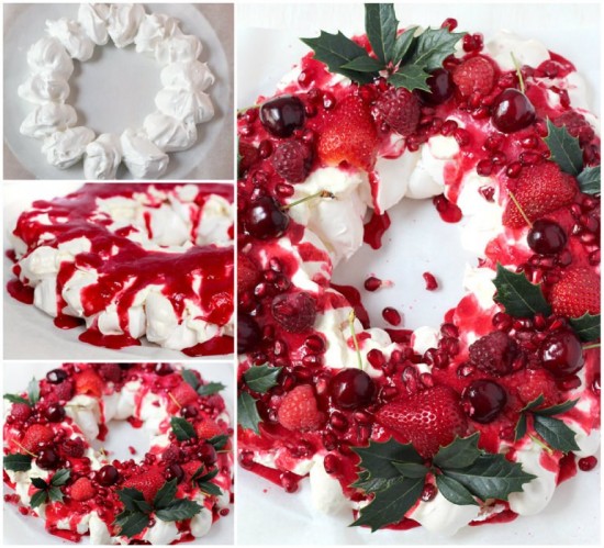 berry-pavolova-wreath-DIY Food Christmas Wreath Step by Step Tutorial