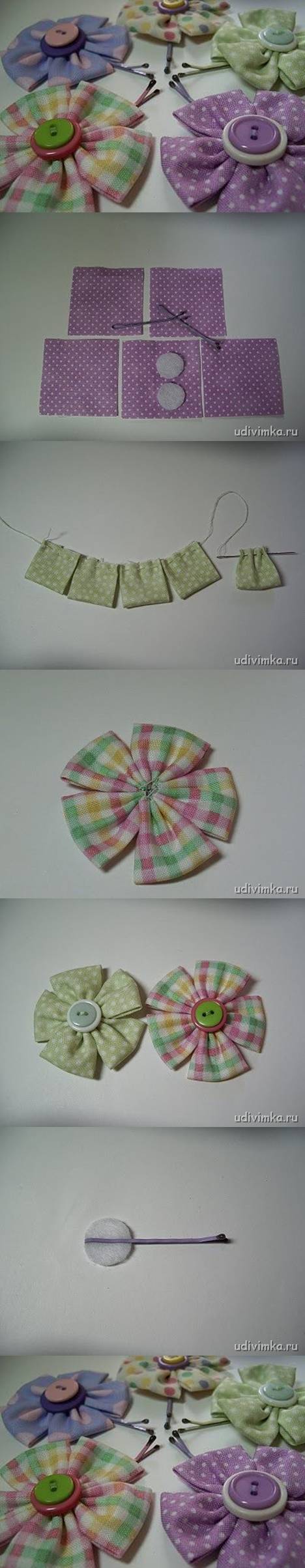 diy-cute-fabric-flower-hairpin DIY Step by Step Fabric Flowers