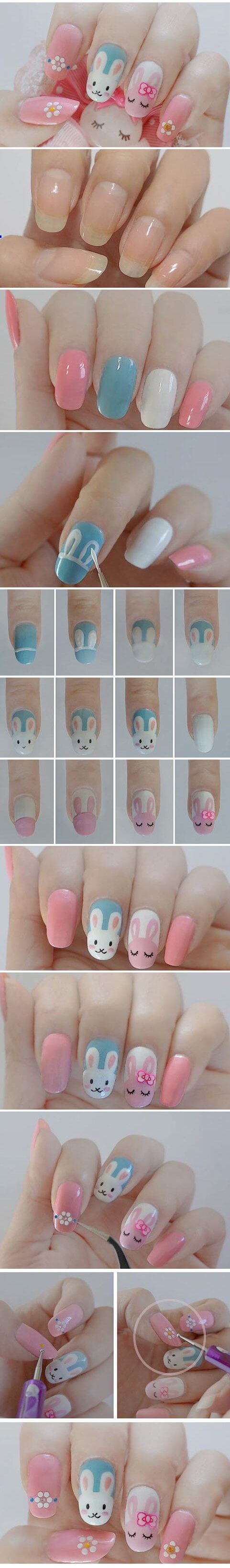 diy-cute-rabbit-nail-art Simple and Easy Nail Art Tutorial - Step by step