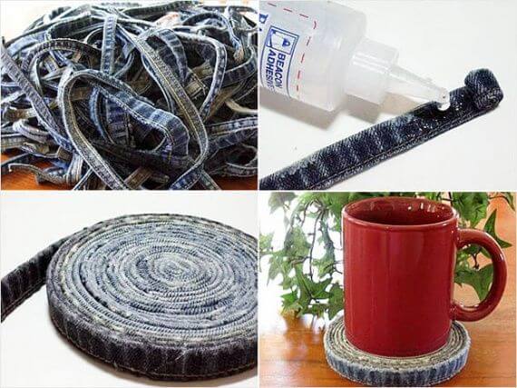 diy-jeans-coaster DIY Clever Projects from OLD DENIM JEANS - Step by step tutorial