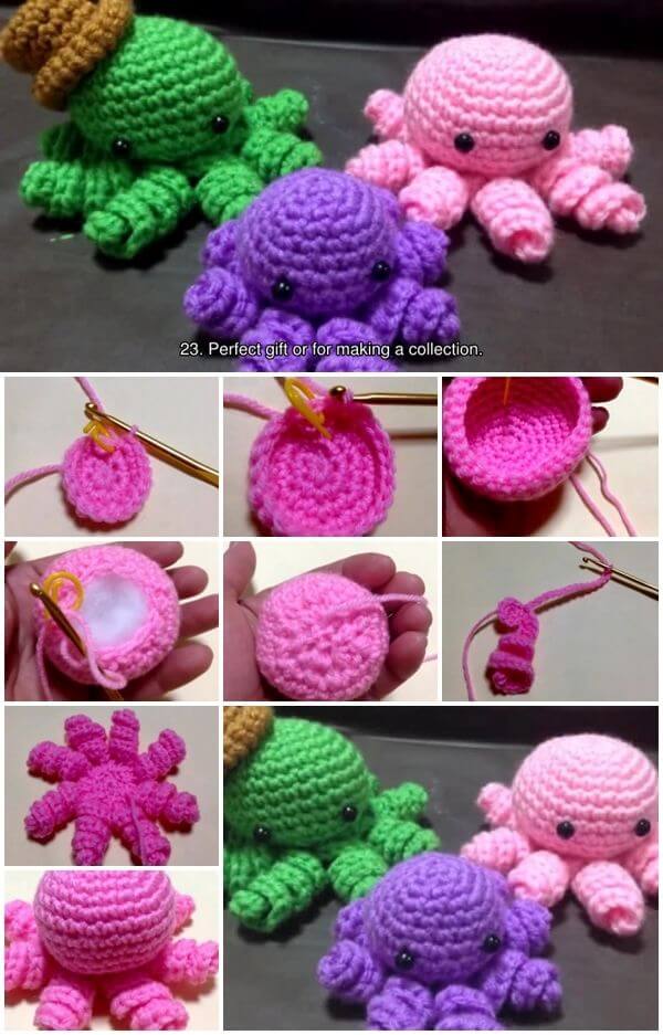 how-to-crochet-a-mini-amigurumi-octopus Step by step Crochet Amigurumi Patterns Animals