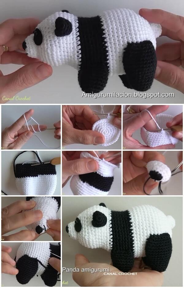 how-to-make-panda-amigurumi Step by step Crochet Amigurumi Patterns Animals