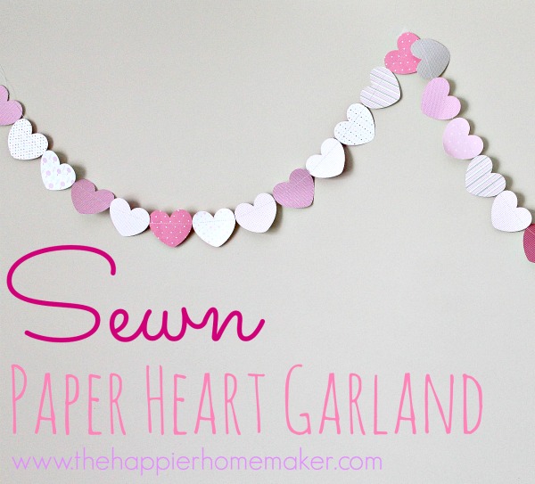 sewn-paper-heart-garland DIY : 3D decorative Paper Heart Garland Tutorial