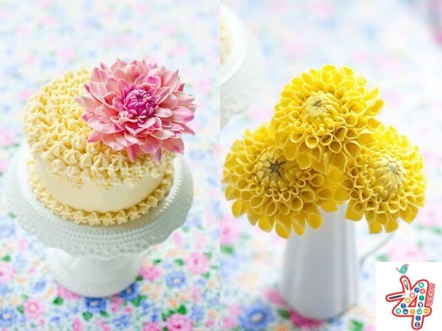 chrysanthemums-to-decorate-the-birthday-cake-K Daisy and chrysanthemum to decorate birthday cake