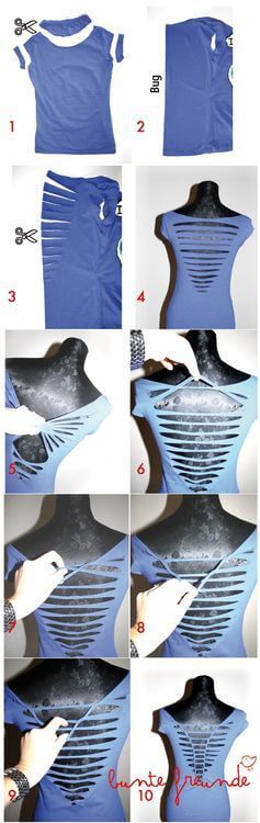 cut the back of your old t-shirt s DIY Recycled Clothing Hacks, Designs And Tutorial