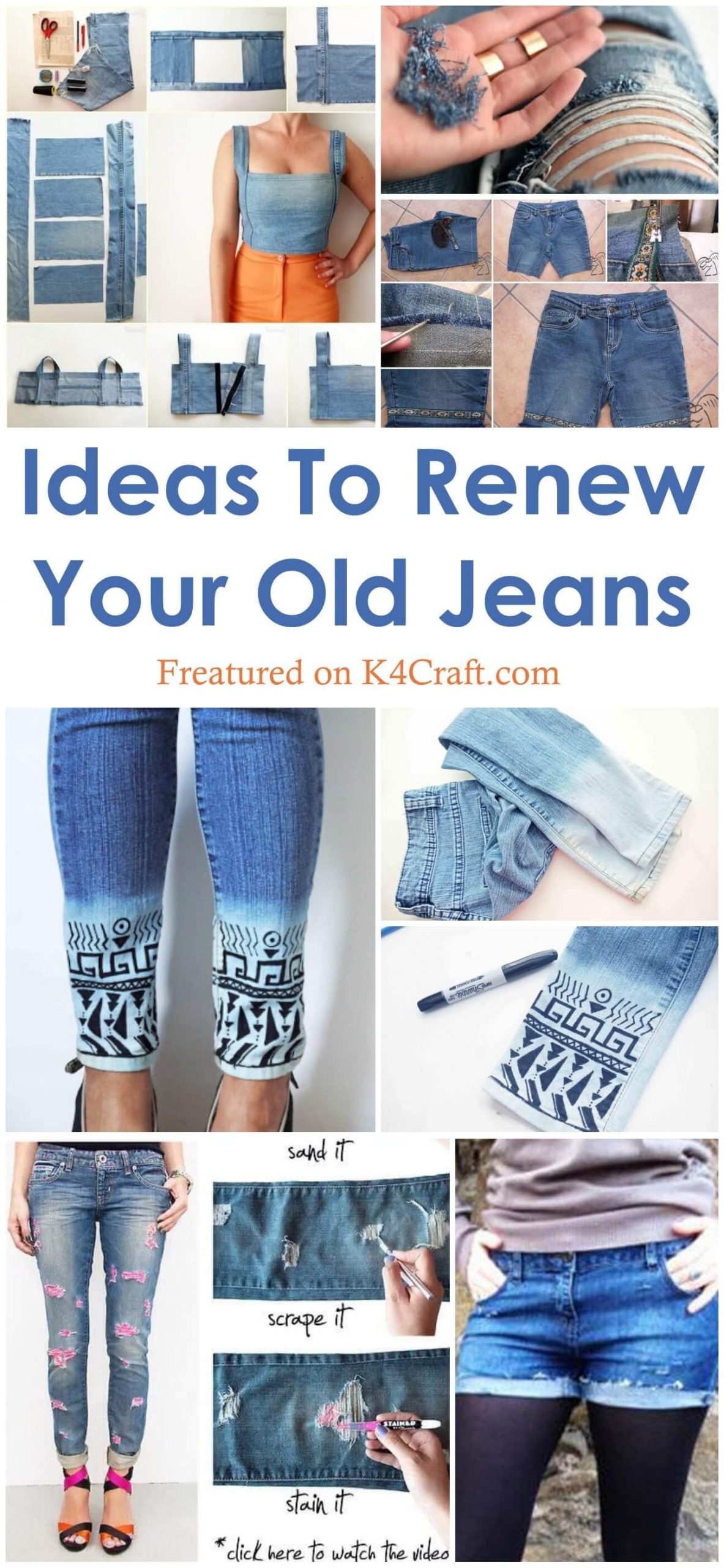 Awesome DIY Ideas To Renew Your Old Jeans (Trendy Fashion) - K4 Craft