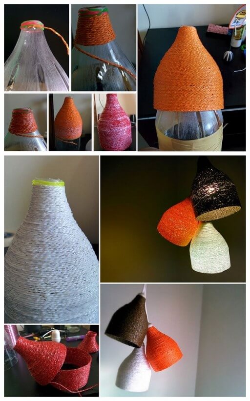 How-To-Make-Designer-Paper-Yarn-Lamp-Step-By-Step-k4craft Awesome DIY Yarn Projects (Easy) - Step by step