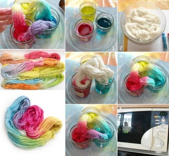 How-to-Dye-Yarn-in-the-microwave-k4craft Awesome DIY Yarn Projects (Easy) - Step by step
