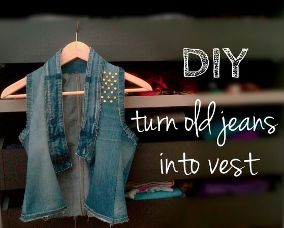 Old-Jeans-into-Vest-k4craft-DIY Craft Tutorials to Refashion Your Old Jeans - Step by step