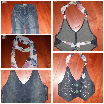 Old-Jeans-into-Vest-k4craft-DIY Craft Tutorials to Refashion Your Old Jeans - Step by step
