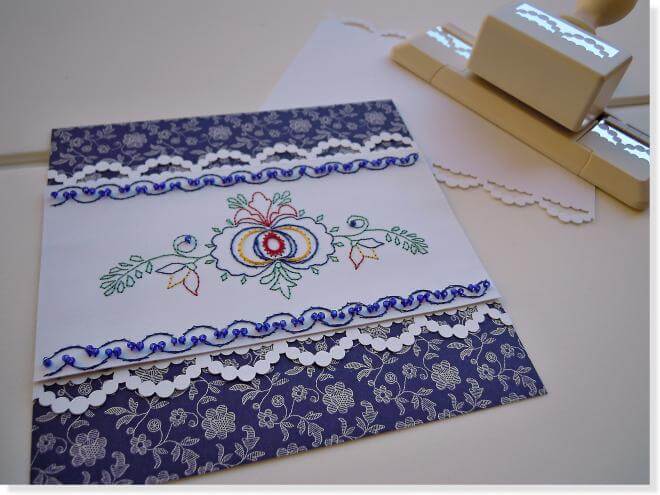Paper-Embroidery-card-k4craft-DIY: Folk Style on paper - Paper Embroidery