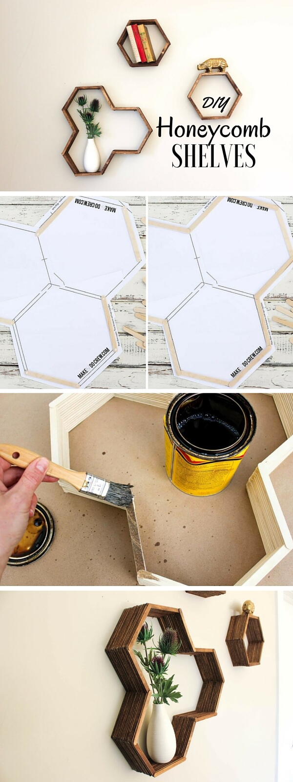 honeycomb-shelves-k4craft Easy DIY Home Decor Crafts - Step by step