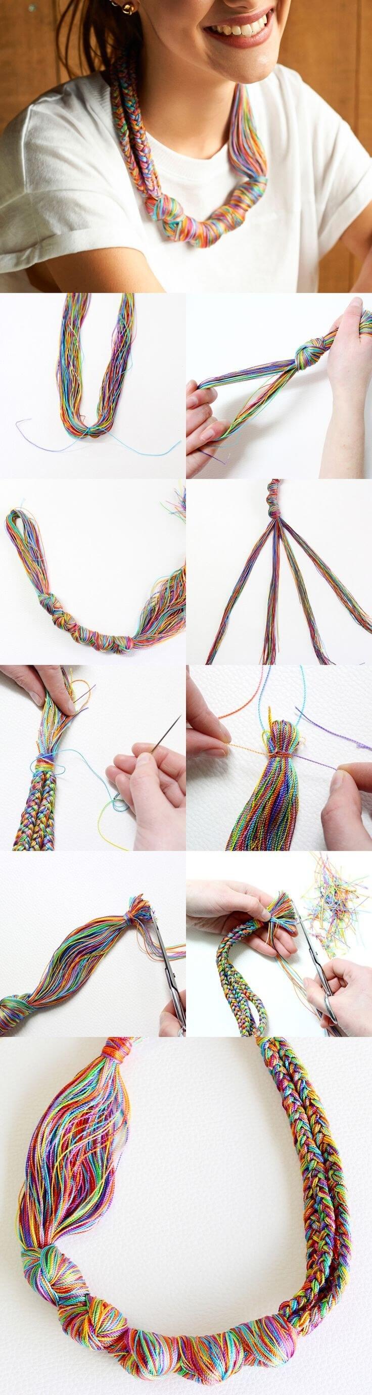 DIY Embroidery Thread Necklace Cheap And Easy Last-Minute DIY Gifts Ideas