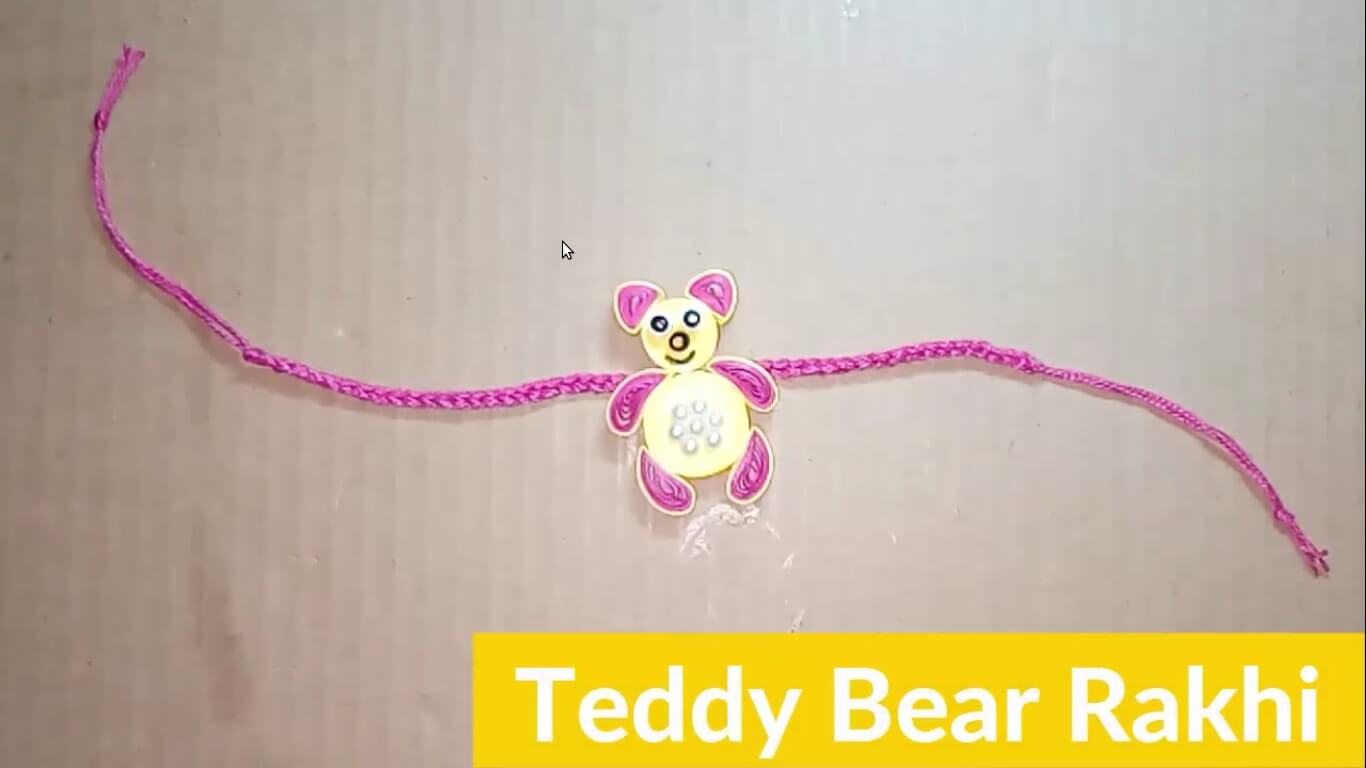 Easy Quilling Teddy Bear Rakhi for Kids - Raksha Bandhan 