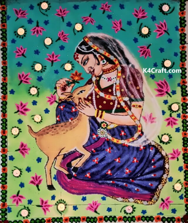 Girl-Deer-Rangoli-Design-Vidya-Anvikar • K4 Craft