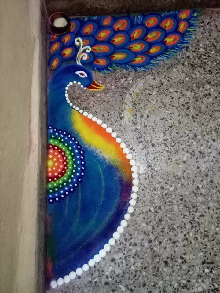Beautiful & Simple Peacock Rangoli Designs