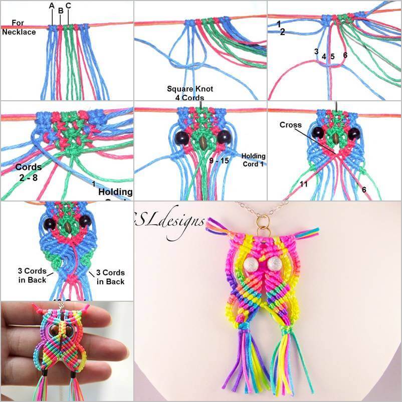 Stylish rainbow Macrame owl pendant Best out of Waste: DIY Creative Craft Ideas - Step by step