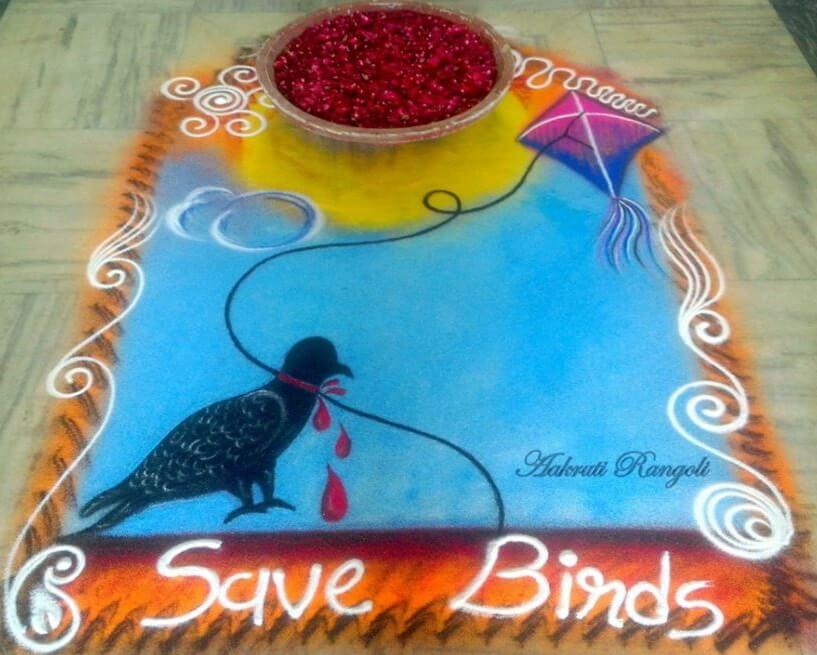 save-bird-rangoli designs sankranti rangoli designs • K4 Craft
