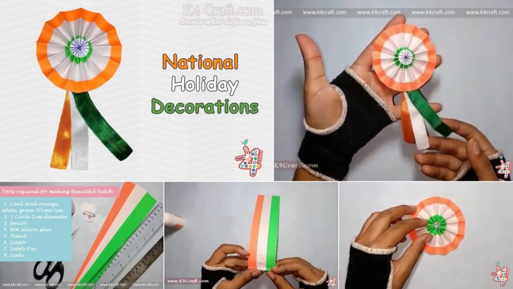 How to make Indian Tricolour "Badge" for kids (Tutorial) K4 Craft