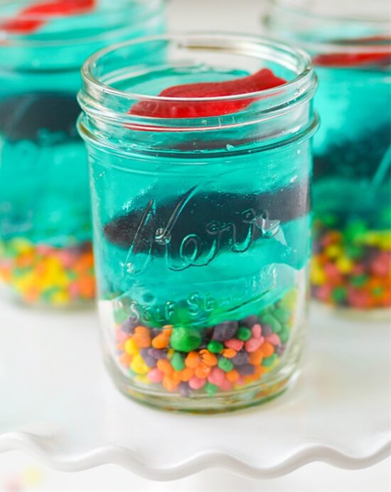 Mini Jello Aquariums Cool & Delicious Birthday Party Food Ideas for Kids
