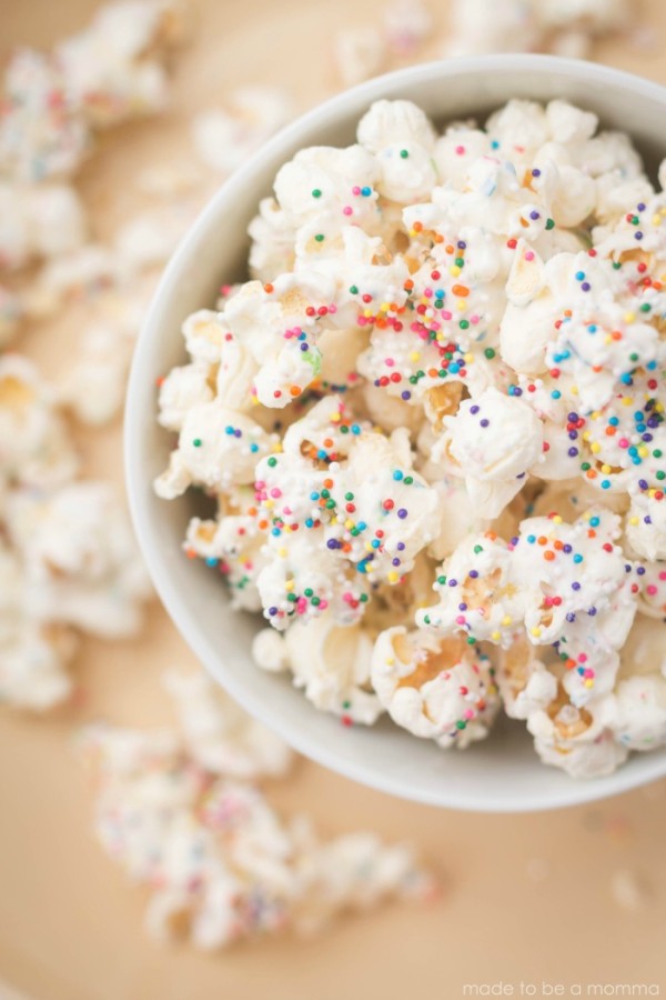 White Chocolate Party Popcorn Cool & Delicious Birthday Party Food Ideas for Kids