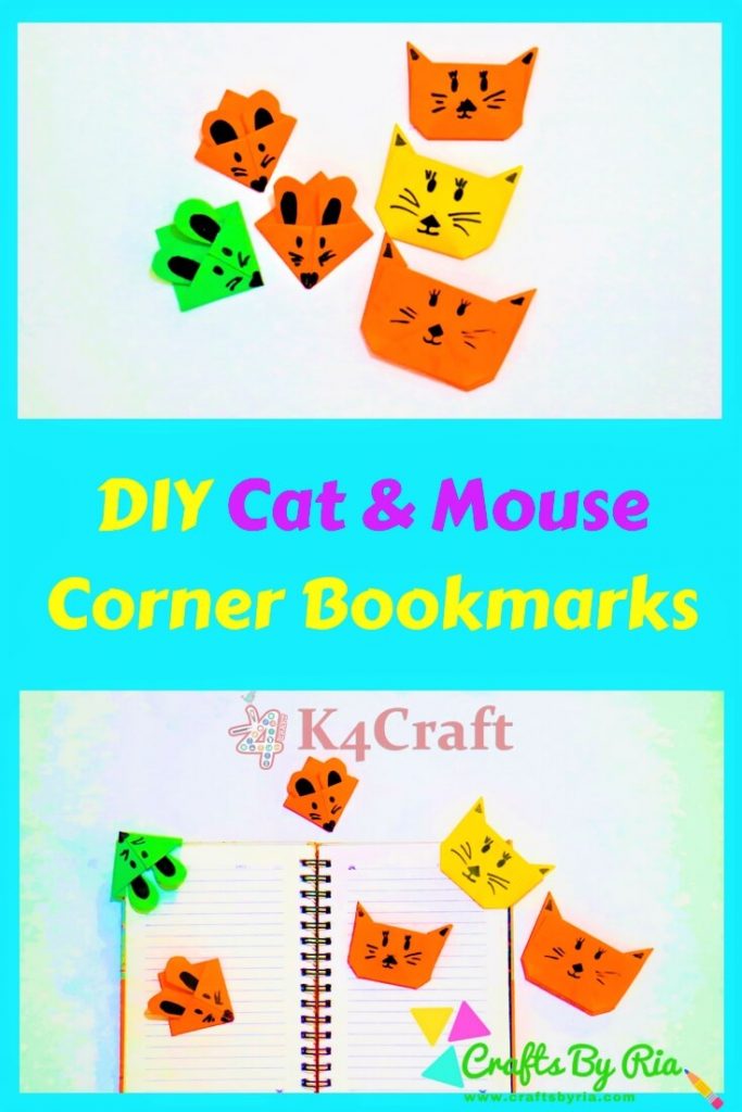 DIY Cat and Mouse Corner Bookmarks for kids