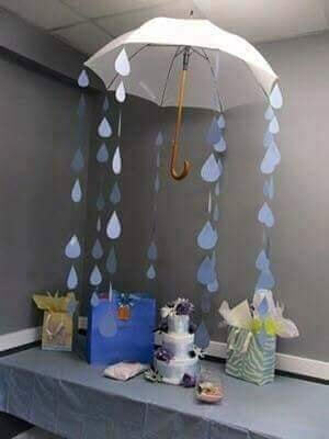 Rainy Season Theme Classroom Decoration Ideas for School - Umbrella And Rain Drops Classroom Decor Ideas