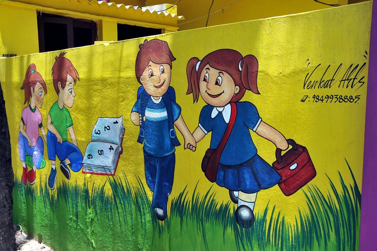 play school wall paintings picture educational pre primary school