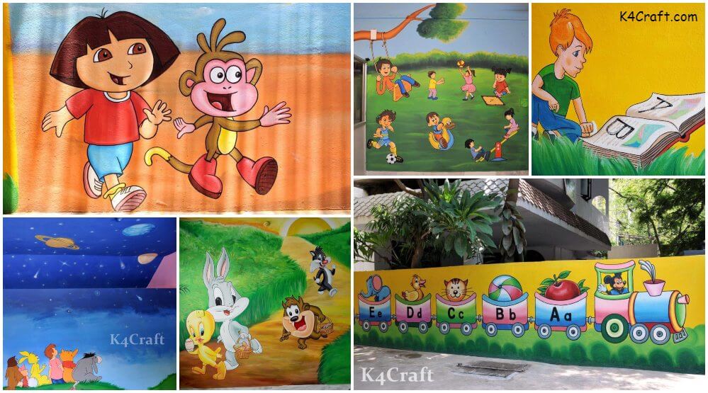 Play School Wall Paintings to Decorate Walls • K4 Craft